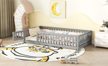 Twin Size Floor Bed w/ Safety Guardrails