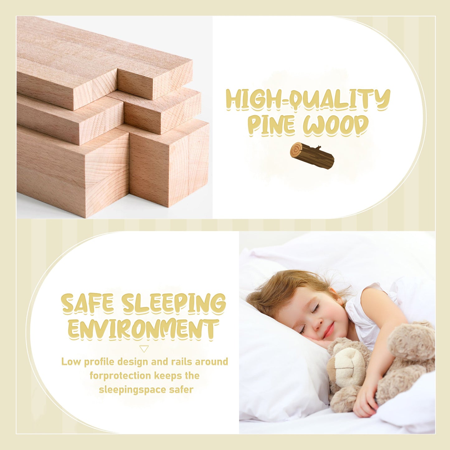 Twin Size Floor Bed w/ Safety Guardrails