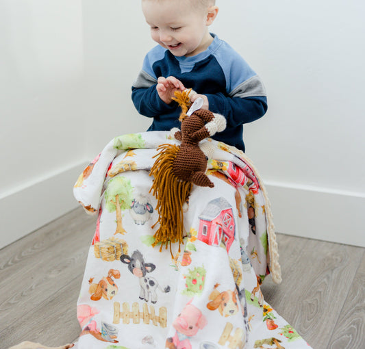 Baby Minky Blanket - Farm Animals