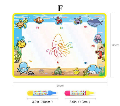 Magic Water Painting Drawing Mat & 2 Pens Doodle Board Coloring Books for Kids Children Educational Toys
