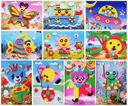 10 designs/lot  Cartoon 3D EVA Foam Sticker Puzzle Series Kids Multi-patterns Styles Toys for Children Birthday Gift