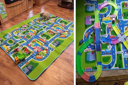 Town City Traffic Baby Crawling Mat Foam Climbing Pad Green Road Children's Play Mat Carpet For Kids and Boys Rooms