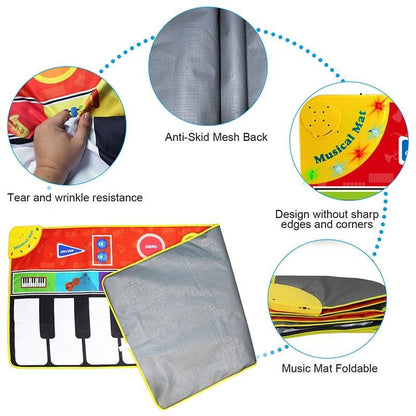 Big Size Music Piano Carpets & 8 Instruments Guitar Accordion Violin Sounds  Musical Play Mat Educational Toy For Kids