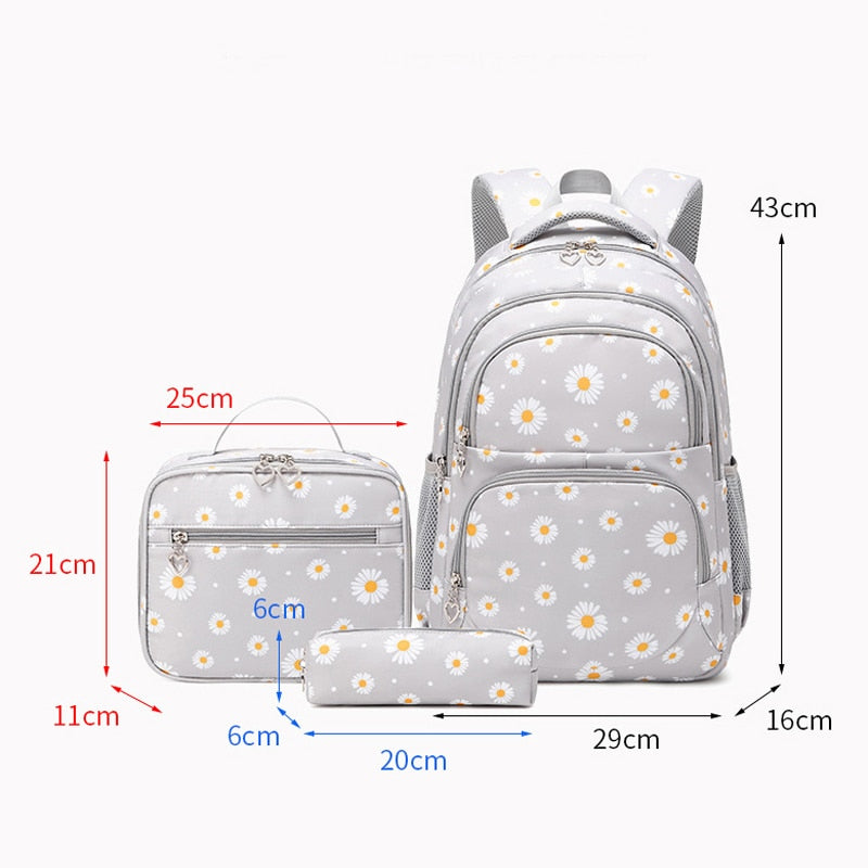 3-Piece Set Daisy School Bag