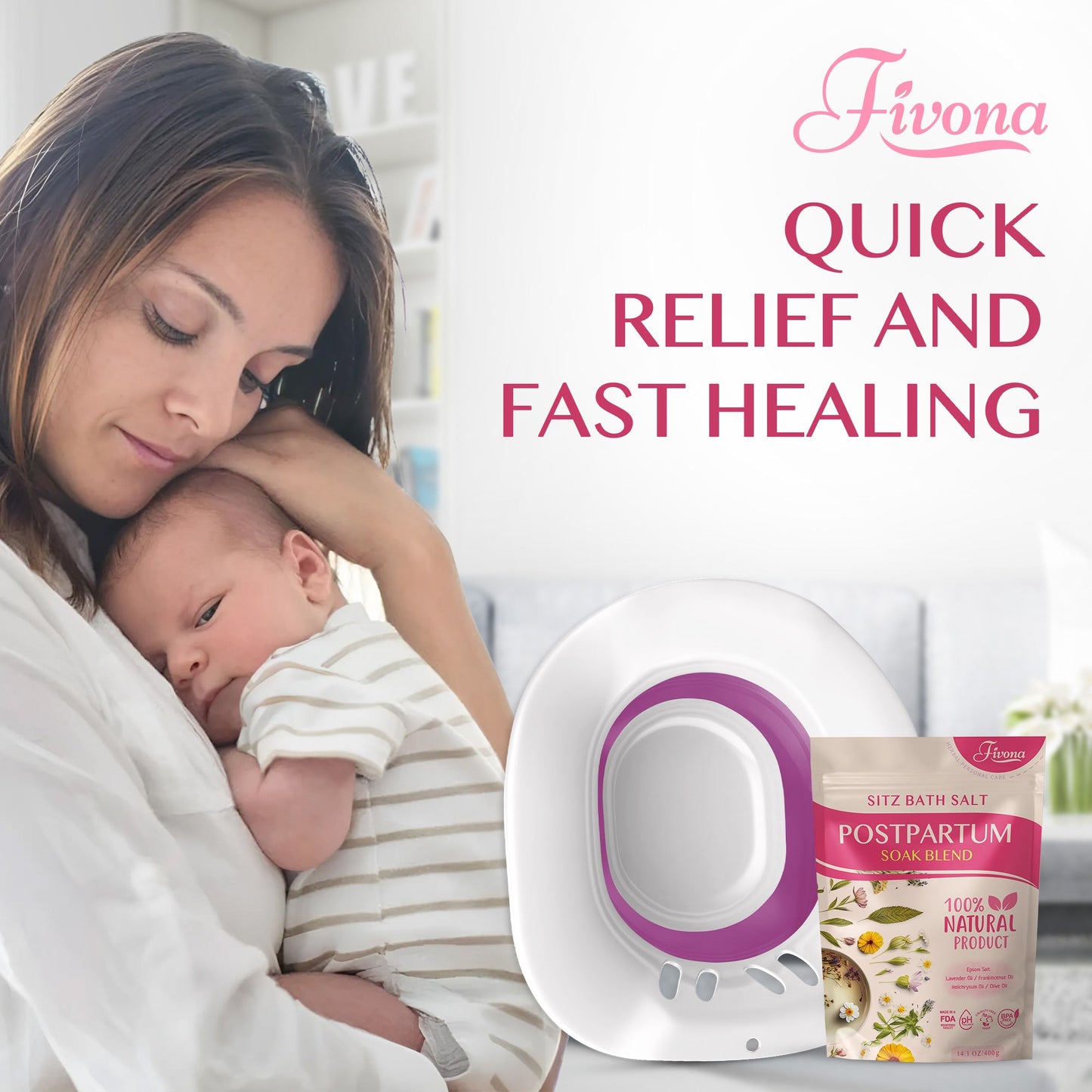 2-in-1 Sitz Bath Soak Kit for Postpartum Care