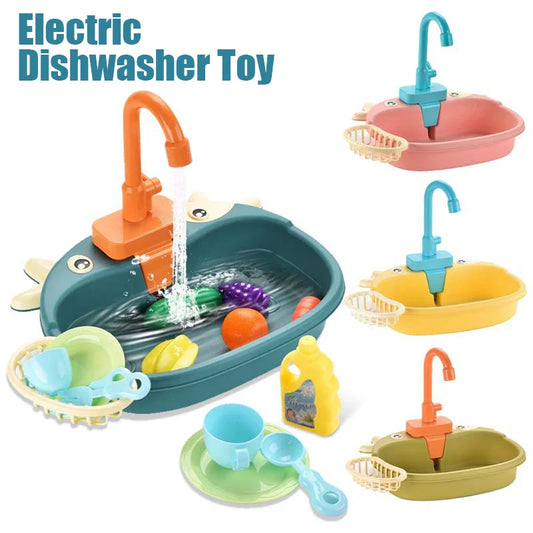 Electric Kitchen Sink Toy – Pretend Play Dishwasher Set