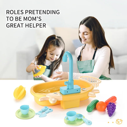 Electric Kitchen Sink Toy – Pretend Play Dishwasher Set