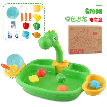 Electric Kitchen Sink Playset – Pretend Dishwasher Toy Set