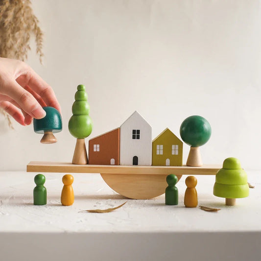 Wooden Objects Stacking Balance Board