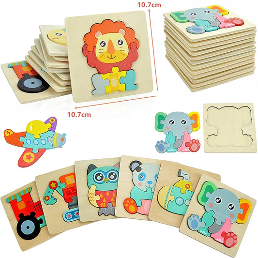Early Learning Wooden Cartoon Animal Puzzles
