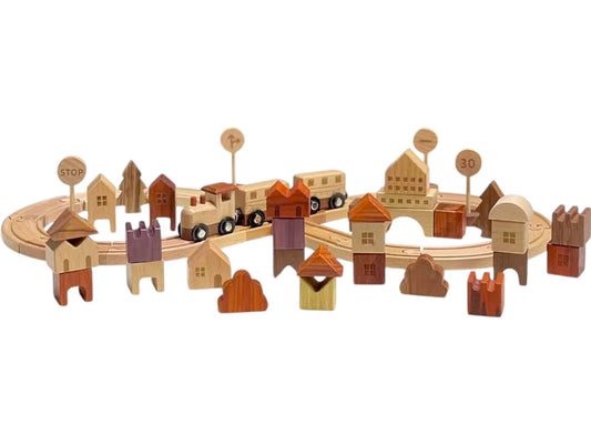 56 PCS Town Exploration Train Set with Track