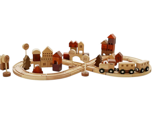 56 PCS Town Exploration Train Set with Track