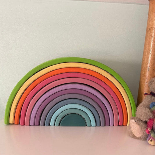 12 Pcs Large Wooden Rainbow Stacking Blocks